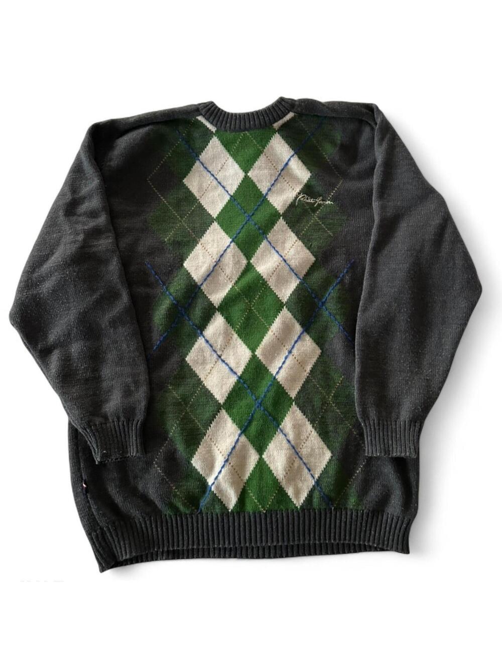 Phat Farm Y2K Men’s XL Gray Argyle Wool Blend Pullover  Sweater